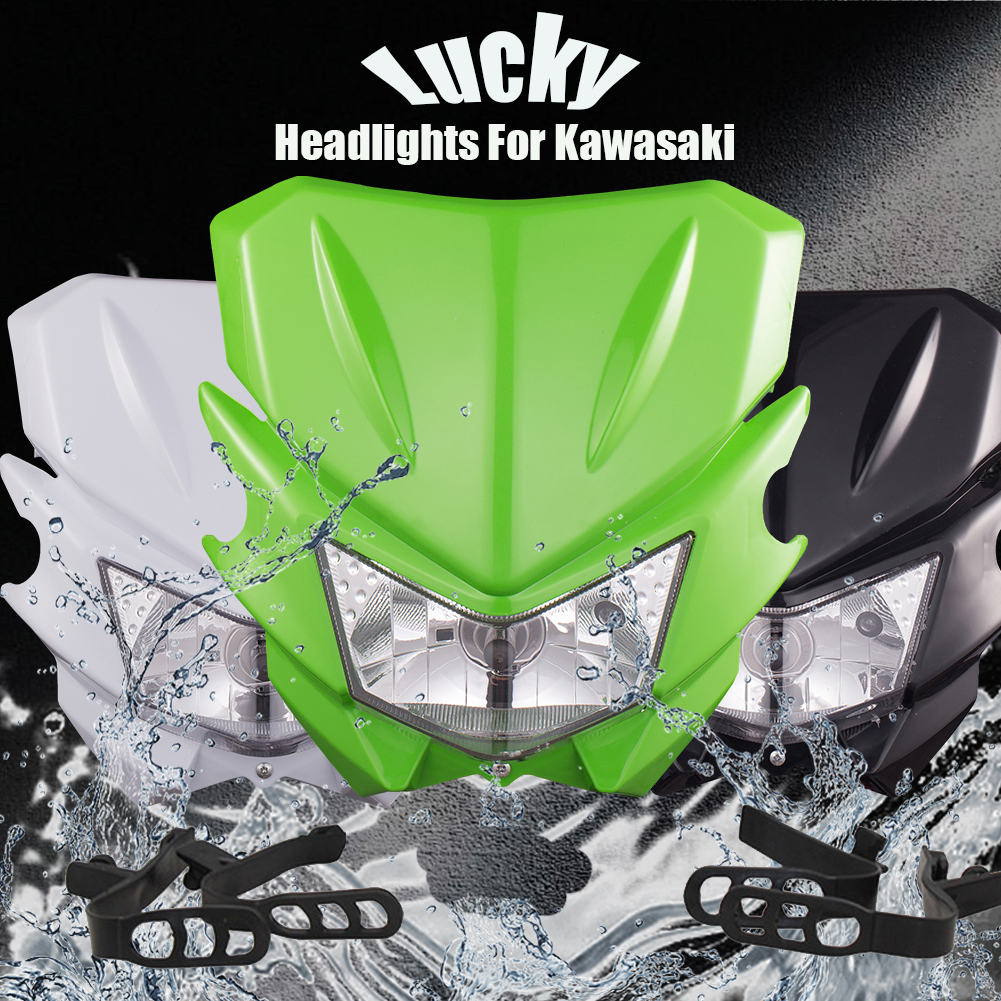 オートバイのヘッドライトヘッドライトヘッドランプカワサキ KX250F KX250 450 KX450F KX KLX 450R 110-50112V 35 ワット H4 モトクロスエンデューロ