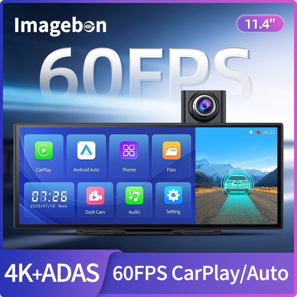 Imagebon H70 Plus 11.4インチ 4K ADAS ダッシュカム 60FPS ワイヤレス カープレイ