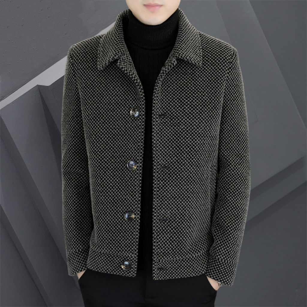 Wool Blend Fur Coat Mans Waist-Cinching Cut Tied Bound Fastened Secured Locked Fixed Attached Connected Linked Joined United Ins
