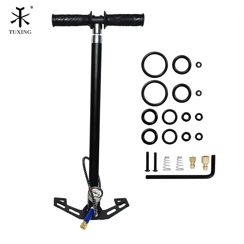 TUXING 4500psi 4 ステージ高圧 PCP ポンプ 300bar 手動エアポンプ HPA タンク狩猟車自転車空気補充用