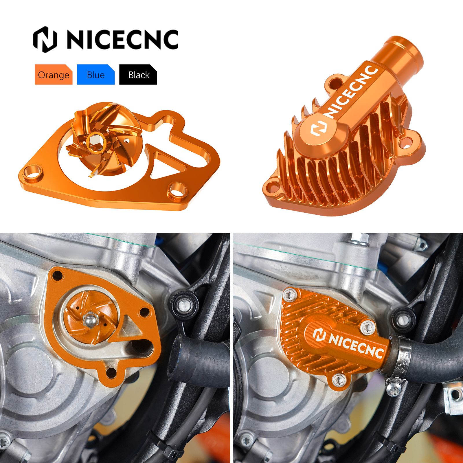 NICECNC KTM EXC 300 250 XCW 2024 2025 ウォーターポンプクーラーインペラスペーサーウォーターポンプカバーハスクバーナ TE 300 GasGas EC 300