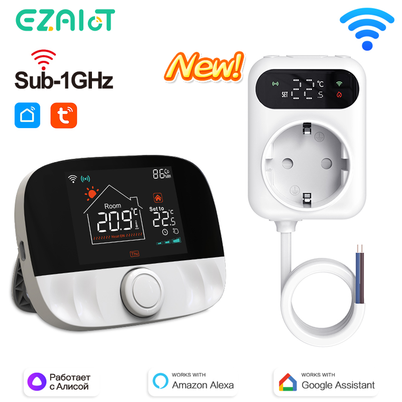 Tuya WiFi スマートサーモスタット水ガスボイラー RF433 ワイヤレス温度コントローラーソケットレシーバー音声 Alexa Google ホームアリス