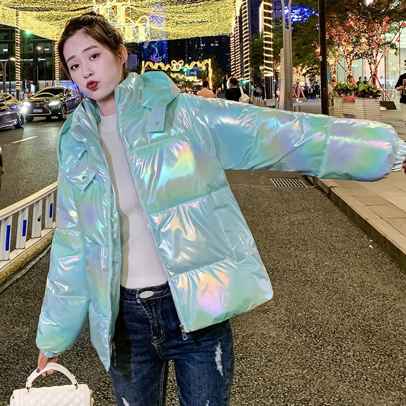 光沢のある放棄ウォッシュダウン綿女性のパッド入りの服冬の新カラフルなコート韓国語バージョン緩い厚みの学生ジャケット