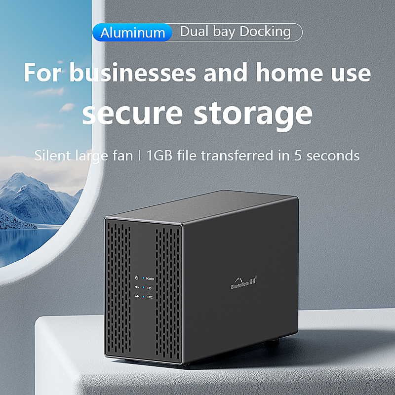 Blueendless デュアルベイシェル放熱 3.5 USB 3.0 外部タイプ C デュアルハードドライブエンクロージャ SATA アレイボックス HDD サーバーケース