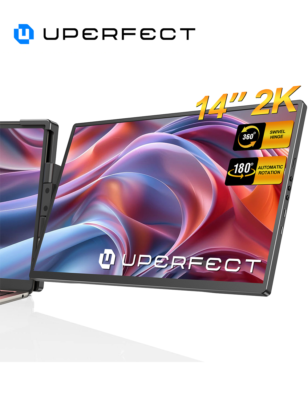 完璧な 2K 14 インチラップトップモニターエクステンダー内蔵スタンドスピーカー USB C HDMI ポータブルディスプレイ PC Mac PS4/5 XBOX And​​roid 用