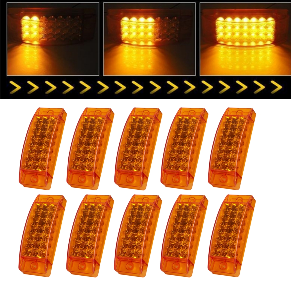 10 個 LED サイドマーカーライトアンバークリアランス流れるターンシグナルテール DRL トラックトレーラー 12V-24V バーストフラッシュ定常光 21LED