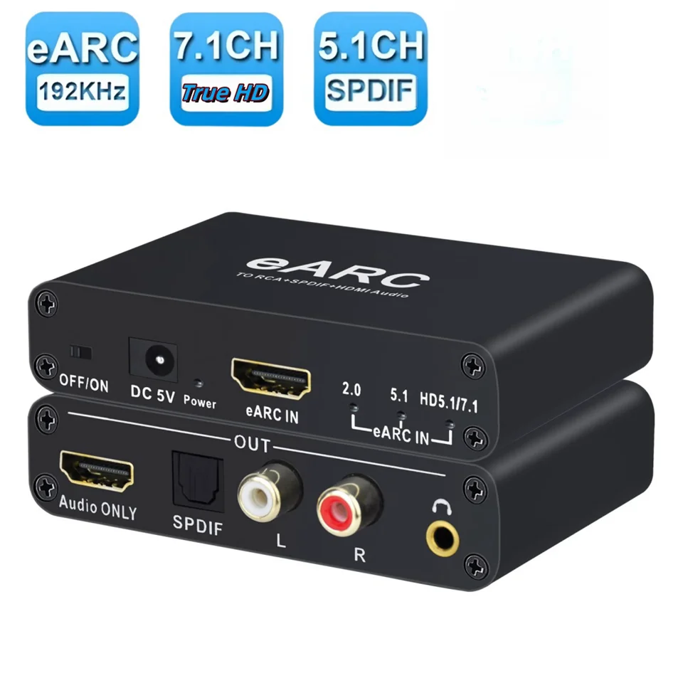 192Khz HDMI EARC ARC オーディオエクストラクター EARC - RCA オーディオコンバーター デジタル - アナログアダプター DTS ドルビーアトム用 AC3 LPCM ファイバー