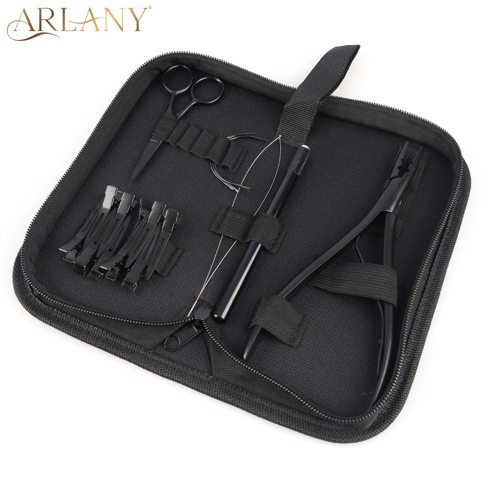 ARLANY ヘアエクステンションプライヤーキット 縫製横糸エクステンション用 ヘアエクステンションプライヤー 2穴付き マイクロリンクプライヤー ヘアループ引っ張り