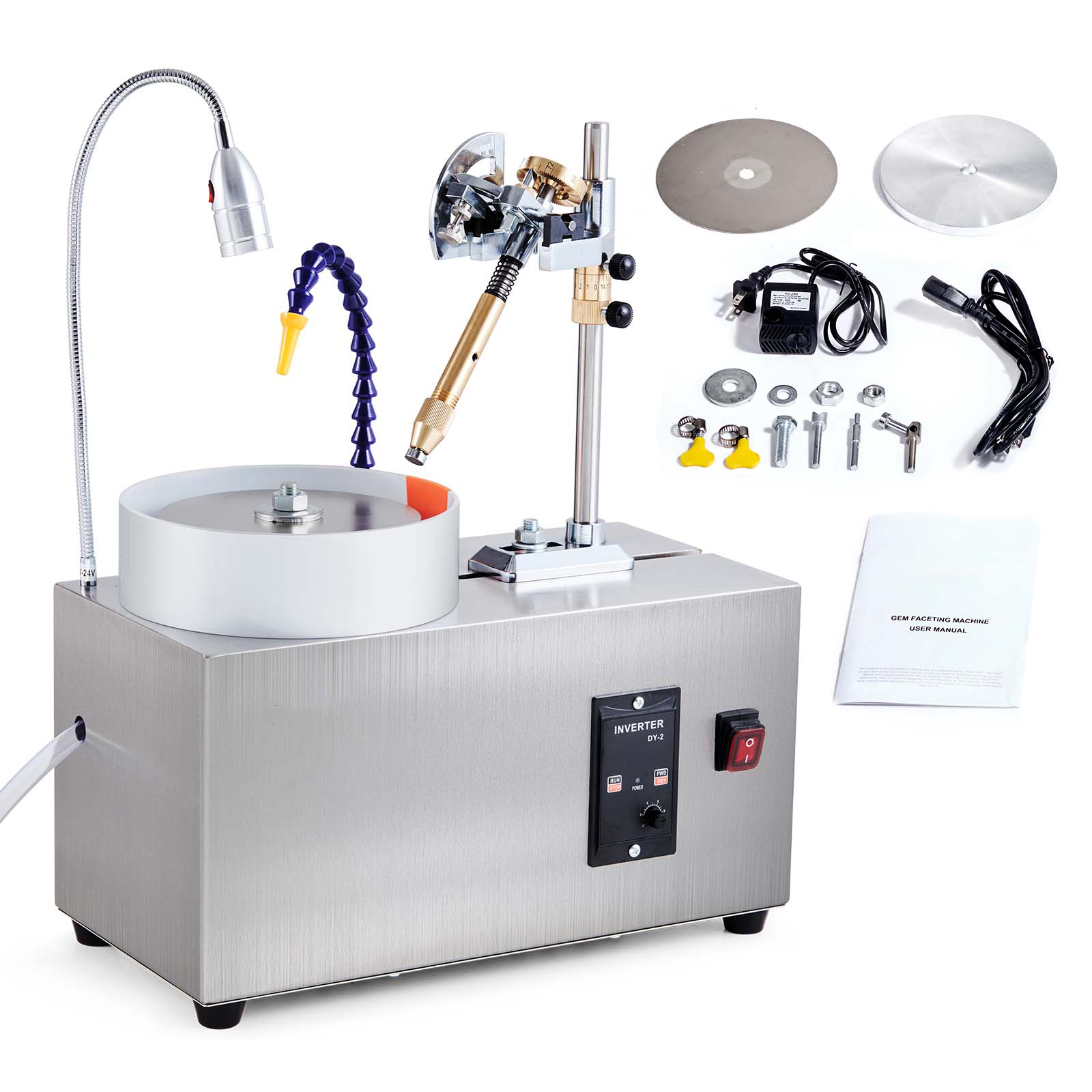 SucceBuy 宝石ファセットマシン 180 ワット翡翠研削研磨機 0-2980RPM 調整可能な回転速度ロックジュエルアングルポリッシャー