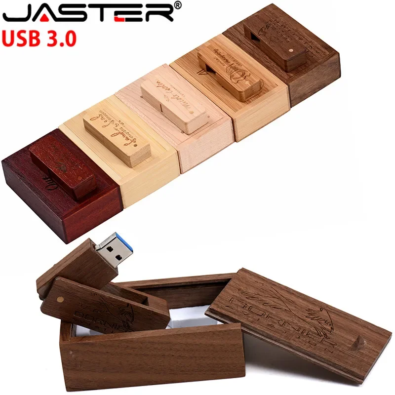 JASTER USB 3.0 木製スクエアナイフペンドライブ 64 ギガバイト 32 16 4 フラッシュドライブウェディングギフトメモリスティック (10 無料ロゴ)