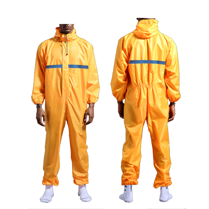 防水オーバーオールフード付き反射レインカバーオール作業服防塵ペイントスプレーユニセックスレインコート作業服安全スーツ