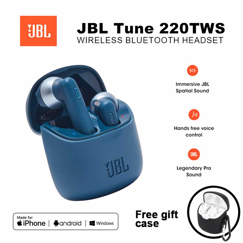 オリジナル JBL チューン 220TWS ワイヤレス Bluetooth イヤホンステレオイヤホン低音サウンド、ノイズリダクションマイクヘッドセット JBL T220 tws