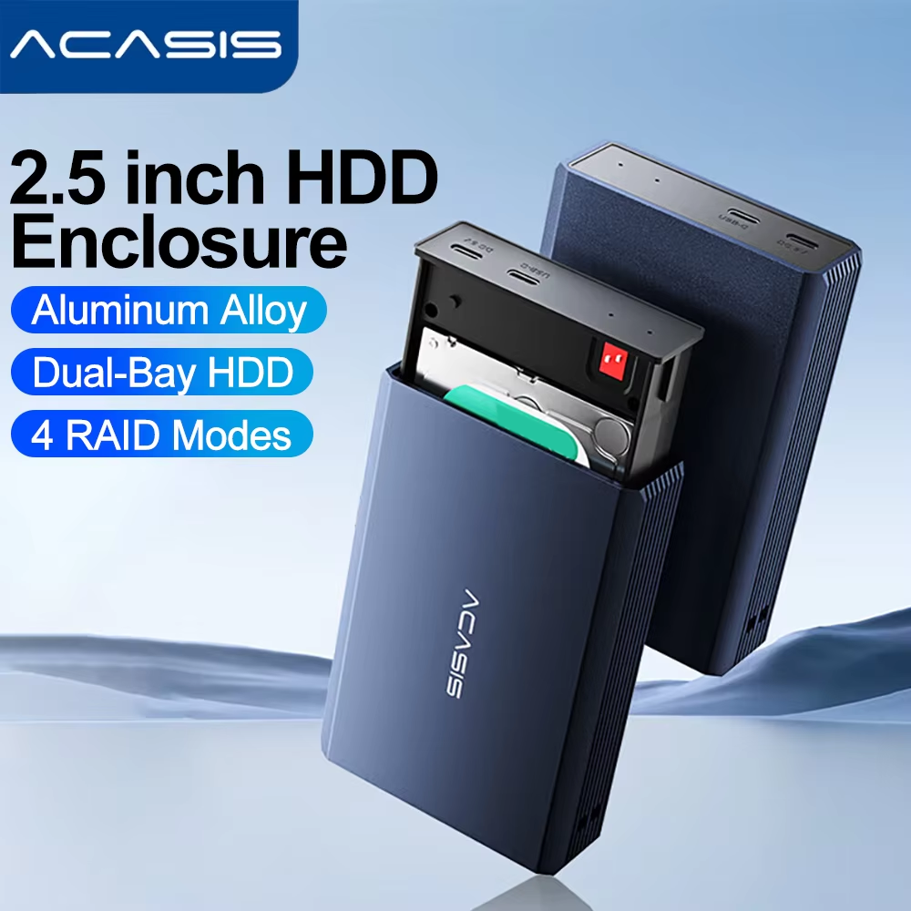 Acasis 2.5 インチ HDD ケースデュアルベイ外付けハードドライブエンクロージャケース HDD SSD ケース RAID アレイタイプ C 2.5 インチディスクアレイエンクロージャ