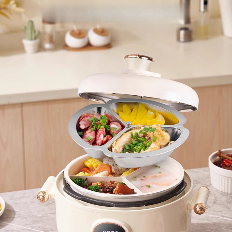 220V 家庭用セラミック釉圧力鍋オシドリ胆嚢ダブル胆嚢 1 ポット 3 目的