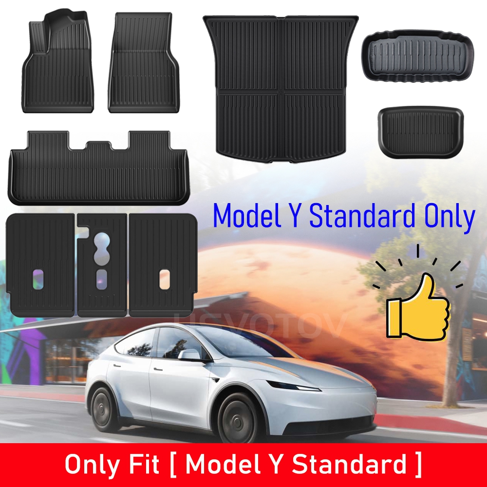 for 2026 2025 Tesla Model Y Standard Floor Mats Trunk Mat Cargo Liner Frunk Backrest Mats Car Accessories (Standard Models Only)
