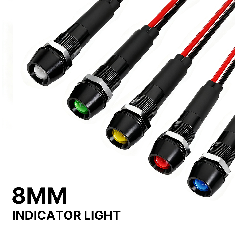FILN 5/25 個 8 ミリメートルブラックメタル LED インジケータライト IP67 防水パイロットライト 12-24V ダッシュボード信号ランプ車マリンボート