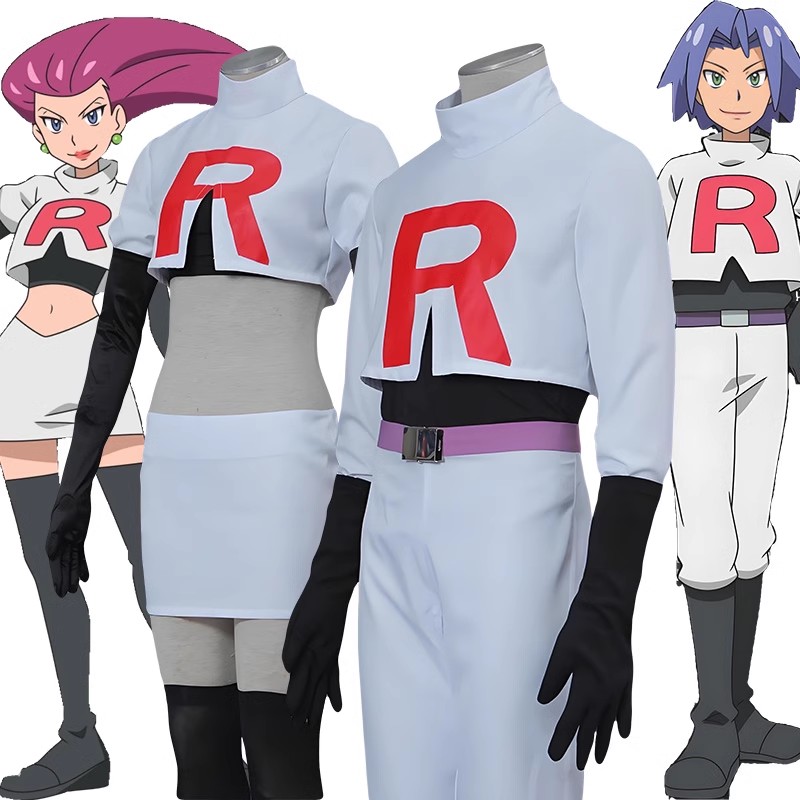 アニメジェシーとジェームズコスプレ衣装ロケット団ジェシー武蔵ジェームズ小次郎ハロウィンコスプレ衣装フルセット女性男性
