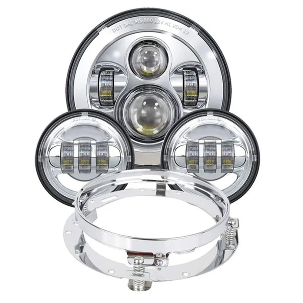 オートバイ 7 インチモト LED ヘッドライト 4-1/2 インチ 4.5 インチ LED 補助フォグパッシングライトランプ付きハーレーツーリングエレクトラグライド用