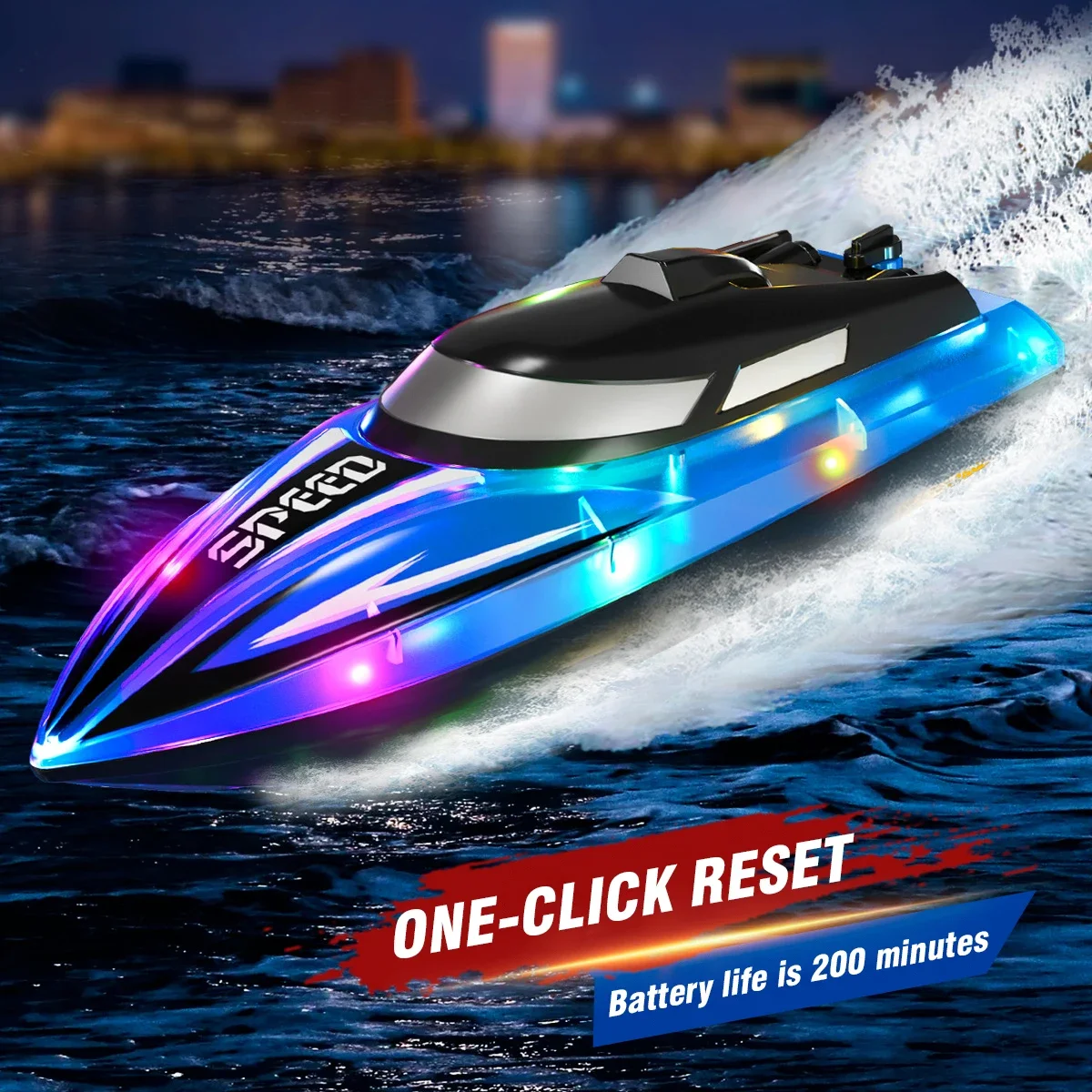 RC スピードボート子供のおもちゃ 2.4 グラムリモートコントロールボート水のおもちゃ電動ヨットボートダブルプロペラ高速 RC 船ギフト