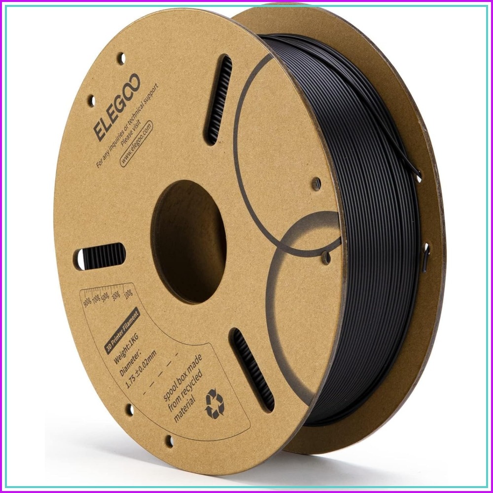 PLA フィラメント 1.75mm ブラック 1KG、3D プリンターフィラメント寸法精度 /- 0.02mm、段ボールスプール、ほとんどの FDM 3D プリンターに適合