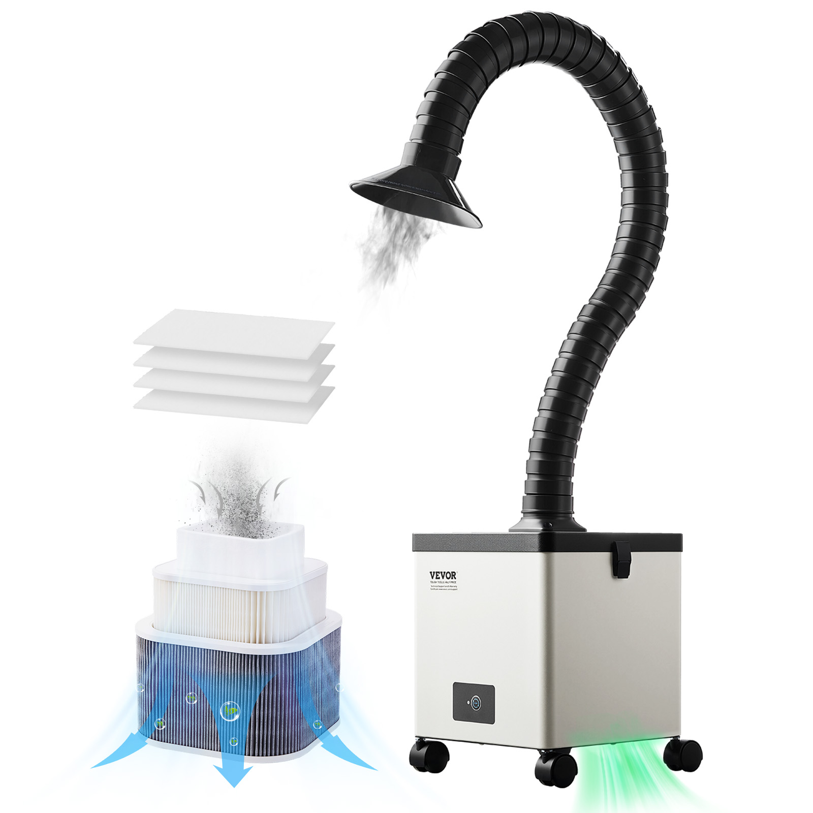 SucceBuy はんだヒューム抽出器 85W ブラシレスはんだ吸煙器 200m3/h 強力吸引清浄機彫刻 DIY 溶接用