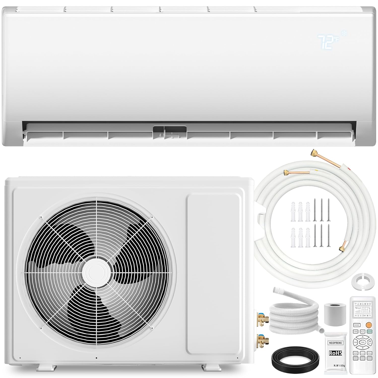 9000 BTU ミニスプリットエアコンとヒートポンプウォールマウントダクトレスインバーター 110V/120V カスタマイズ可能な 19 冷却と加熱