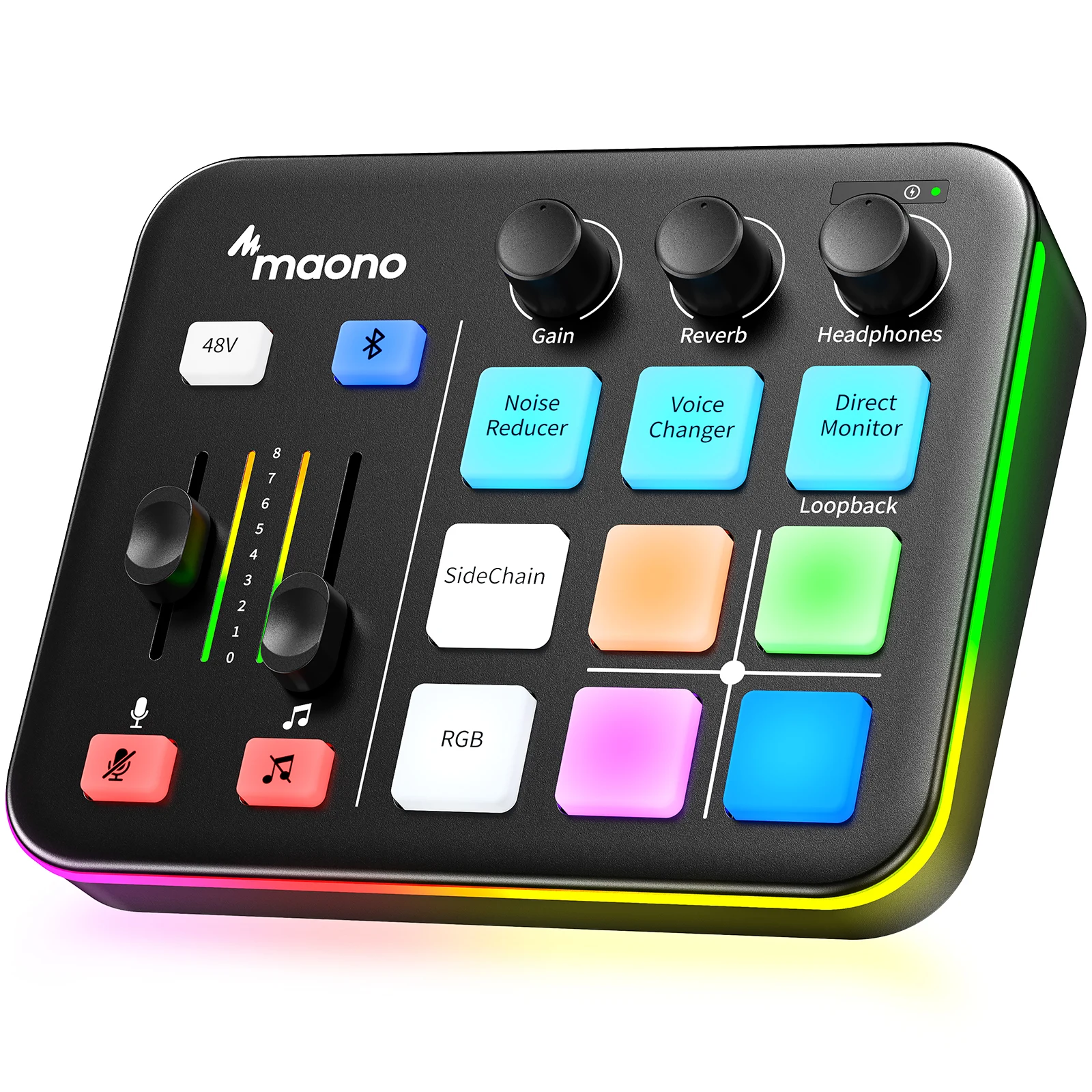 MAONO G1 NEO ゲームオーディオミキサーカスタムサウンドエフェクト RGB ストリーミング XLR マイク付きゲーム音声ポッドキャスト用オーディオインターフェイス