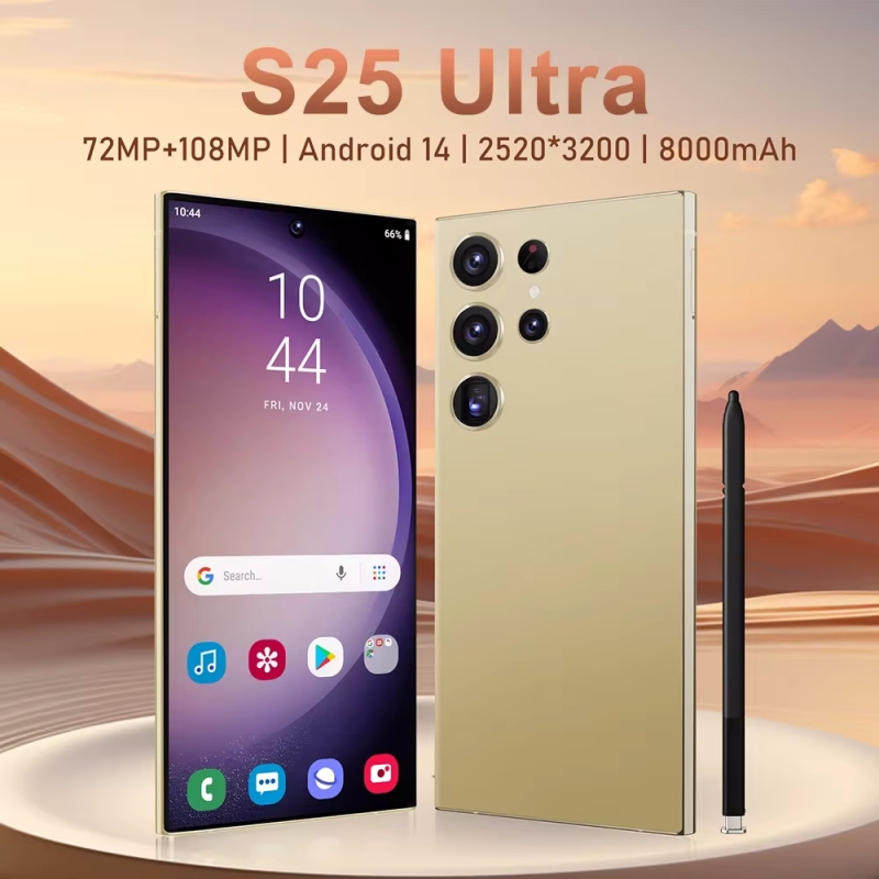 2025 新しいグローバルバージョン S25 ウルトラスマートフォン 7.3 インチ HD Android14 Snapdragon 8gen3 10 コアデュアル SIM 5G 電話 8000mAh ロック解除電話