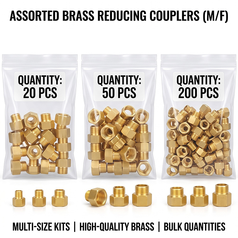 20-200 個真鍮パイプニップル継手六角減速アダプター 1/8 "1/4" 3/8 "1/2" BSP 雄雌ネジ水ガス油コネクタ