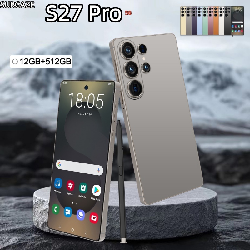 SURGAZE 新しい S27 Pro スマートフォン 6.6 インチインテリジェント 4G 5G デュアルカードデュアルスタンバイ Android システム 12GB 512GB グローバルバージョン