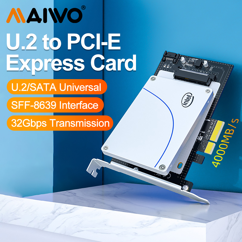 MAIWO 2.5インチ U.2アダプターカード PCI-E3.0X4 - U.2/SATA 4000MB/S SFF-8639 デュアルプロトコル U.2 SATAディスクコンバーターカード PCI-E X8 X16