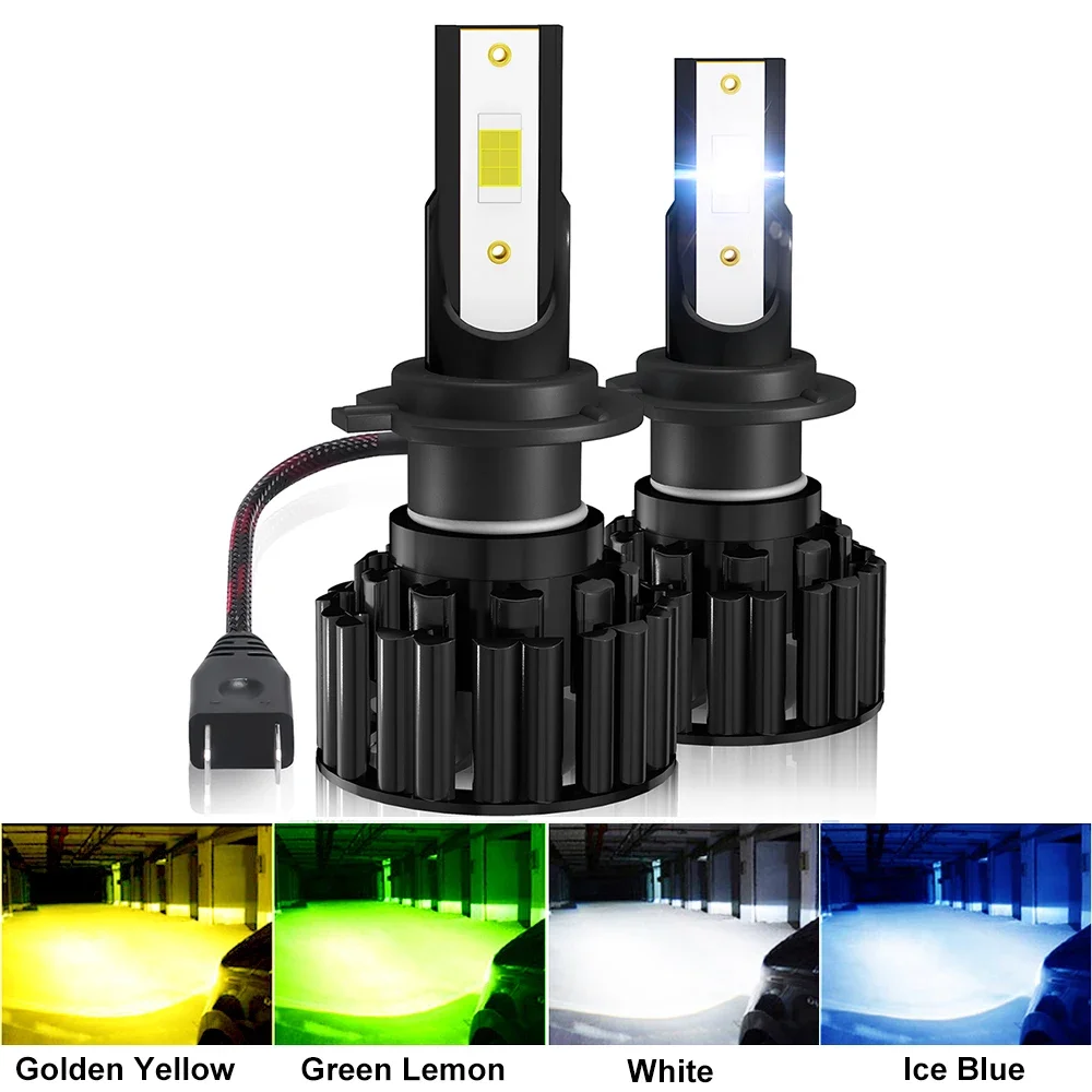 2 個 H7 LED 車のヘッドライト 20000LM 3570 CSP H4 6000K HB3 HB4 9005 9006 H8 H11 電球 Led ミニオートヘッドランプ白青黄緑
