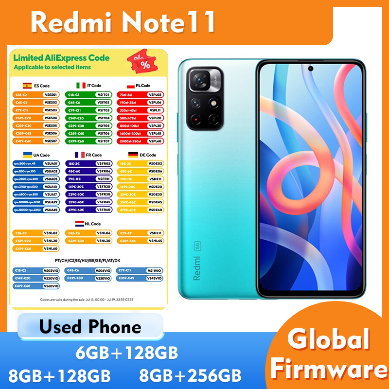 Redmi Note 11 5G RAM 8GB ROM 256GB フルビューディスプレイ 6.6 インチ 2400x1080px サイドマウント 5000mAh 50MP 2 SIM カード使用電話