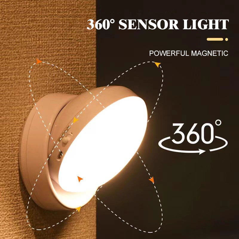 LED ナイトライト USB 充電モーションセンサーライトラウンド省エネ LED ランプ音/光制御廊下ホームバスルーム