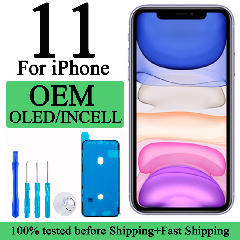 iPhone 11 用 100% テスト済み液晶ディスプレイ 3D タッチ スクリーン交換用金属フレーム フル FHD 耐久性があり、取り付けが簡単な工場出荷時の液晶