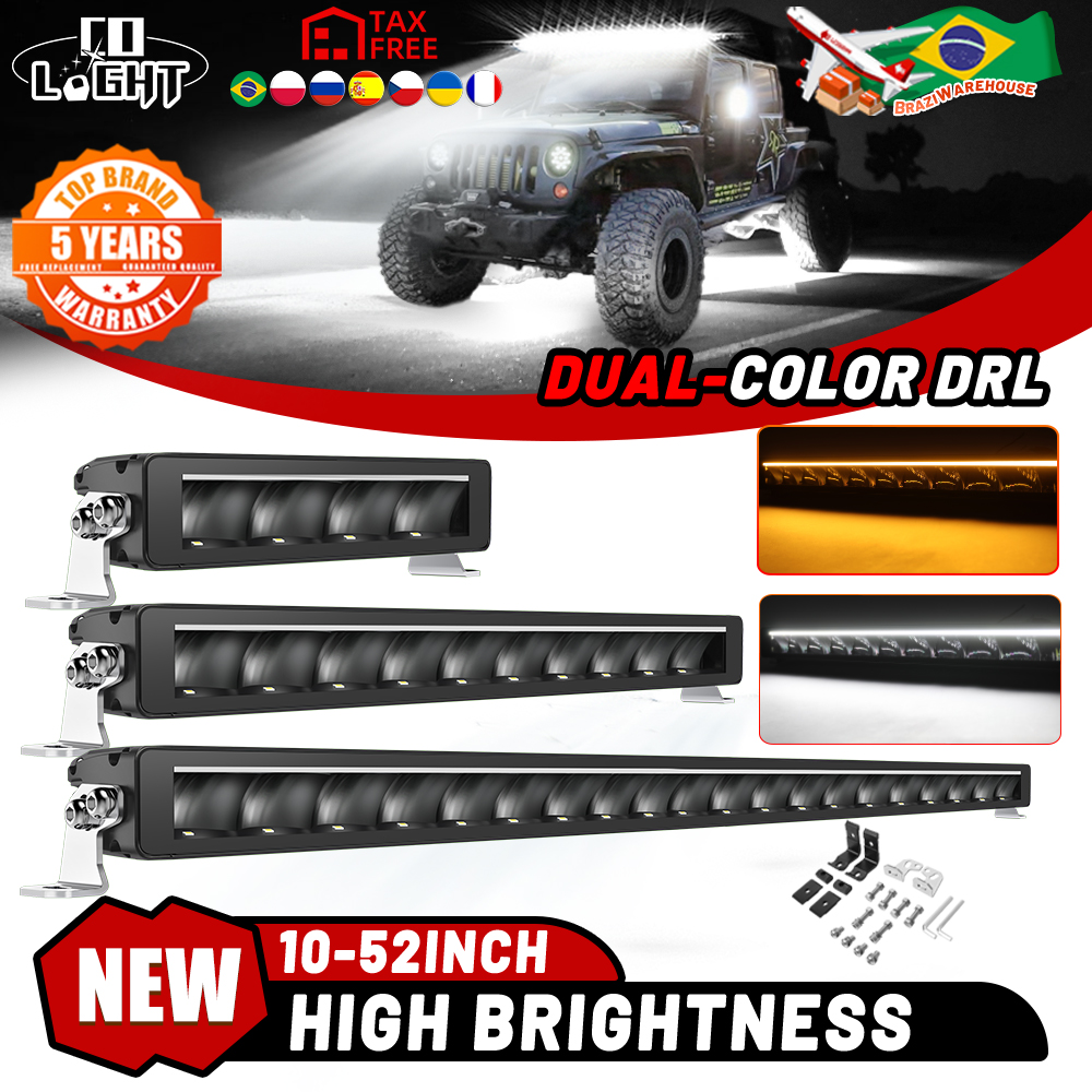 CO LIGHT 単列 LED ライトバー 10 "22" 32" 42 "52" ドライビングフォグランプワークライト 4x4 Led バーオートバイオフロード SUV ATV トラクター用