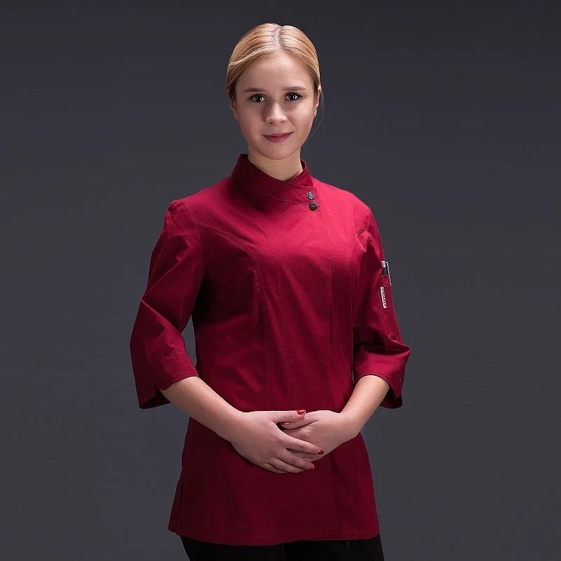 女性レストラン服シェフウェイトレスジャケット作業服新ファッションフードサービスバリスタ着用