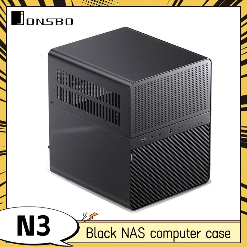 JONSBO N3 ブラック NAS ケース ITX マザーボードアルミケース SFX 電源上部と下部コンパートメント構造コンピュータケース