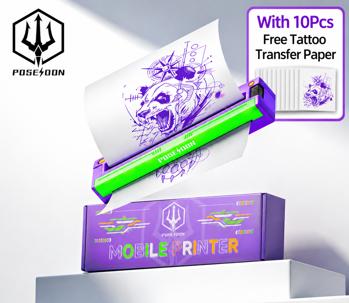 ポセイドンタトゥー転写機 10 個無料タトゥー転写紙 TR052 高品質タトゥーステンシルプリンタ転写機