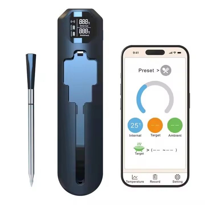 ワイヤレス Bluetooth 肉用温度計、IP67 防水アプリ制御デジタル食品表示温度計キッチンオーブンバーベキューグリル用