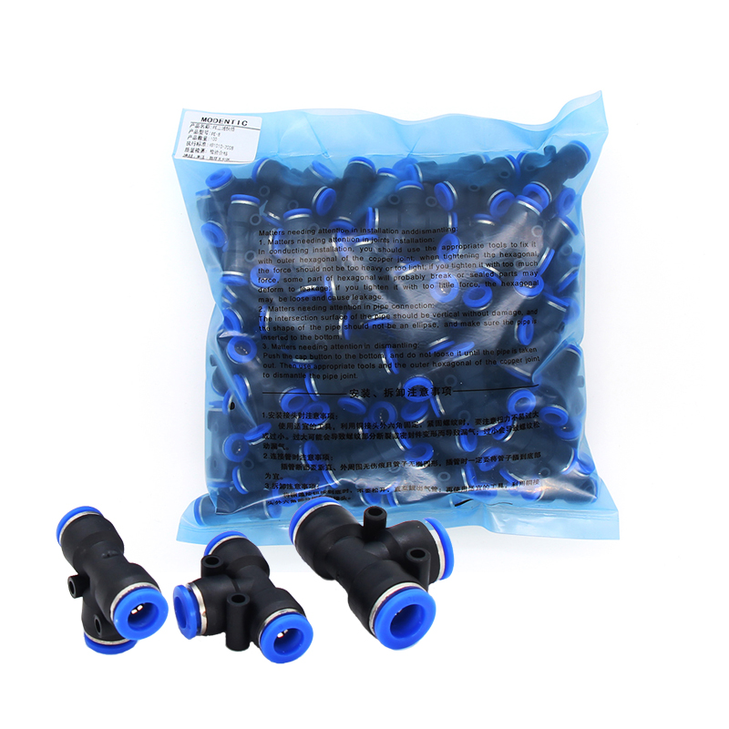 100 個 50 個ロット PE 空気圧継手フィッティングプラスチック T タイプ 3 ウェイ 4 ミリメートル 6 ミリメートル 8 ミリメートル 10 ミリメートルティーチューブクイックコネクタスリップロック