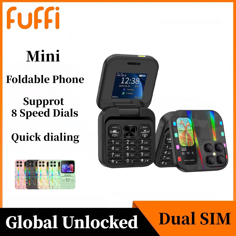 FIFFI S23 Pro、折りたたみミニ電話、2.4 インチ、発光電話、楽しいフィーチャーフォン、2G ネットワーク、デュアル SIM、電話ホルダー、学生用電話