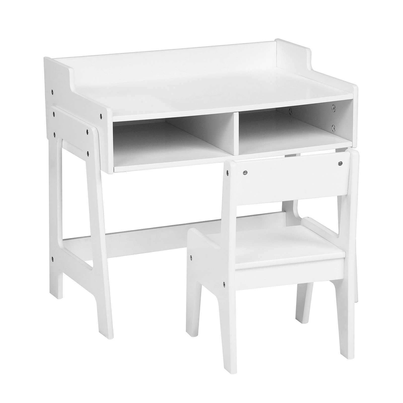 ホワイトキッズ学習机と椅子セット、収納付き、MDF、60.5*41.5*50cmのテーブルと椅子のセット