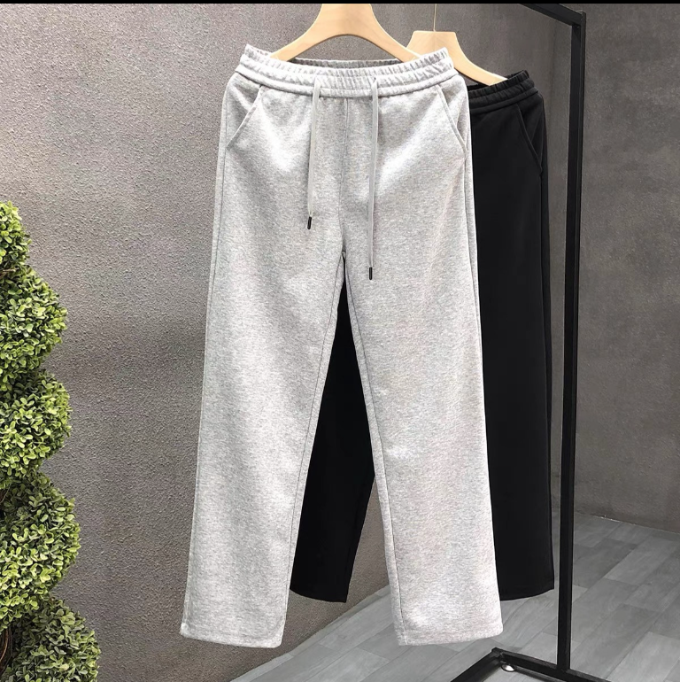 コットングレーストレートレッグスウェットパンツメンズレディーストレンディな厚いスポーツとレジャーパンツ春と秋の新しい多用途パンツ