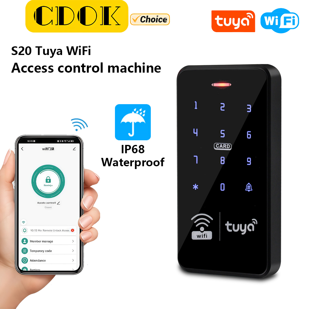 CDOK S20 Tuya WiFi アクセス制御システム、IP68 屋外防水、WiFi リモートロック解除