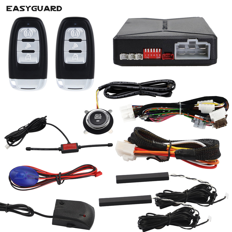 EASYGUARD リモートエンジンスタートプッシュスタートボタンスタートストップ pke キーレスエントリーシステム自動衝撃警報警告システム dc12v