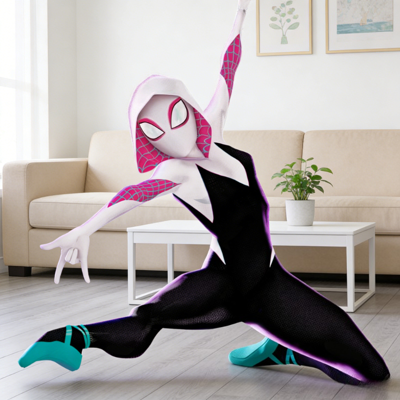 スパイダーグウェンコスチュームアクロスザスパイダーバースグウェンステイシーフード付きコスプレ全身タイツスーツスパイダーマンカーニバルパーティーアニメ衣装