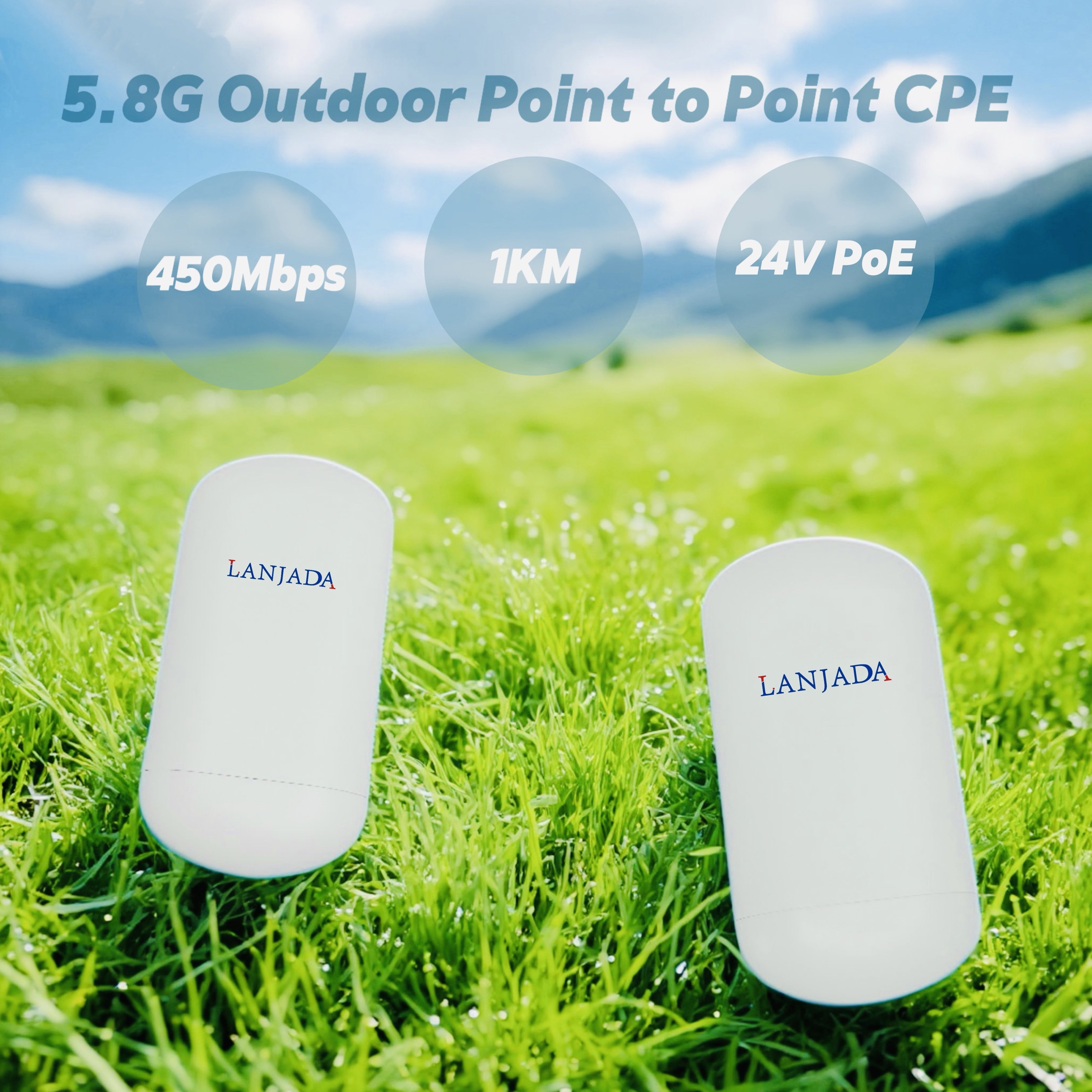 LANJADA 5.8G 450Mbps 屋外 CPE ブリッジアクセスポイント 5.8Ghz 1KM 長距離エクステンダー WiFi リピーター Wi-Fi ブリッジ PTP PTMP