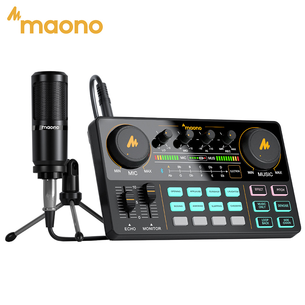 MaonoCaster AM200-S1 オーディオ インターフェイス ポッドキャスト スタジオ サウンドカード キット マイク付き ライブ ストリーミング録音 Youtube PC\電話用