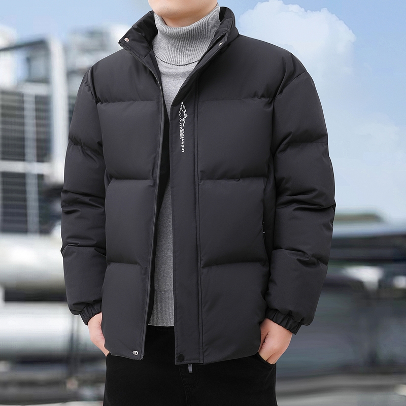 アウトドア登山ダウンジャケット冬のファッションソリッドカラー快適な多用途ユースコートメンズスタンドカラーコットンコート